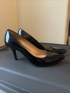 BCBG Paris Black Patent Pointed-Toe Pumps